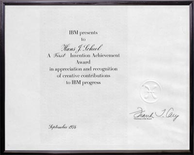 IBM First Invention Achievement Award